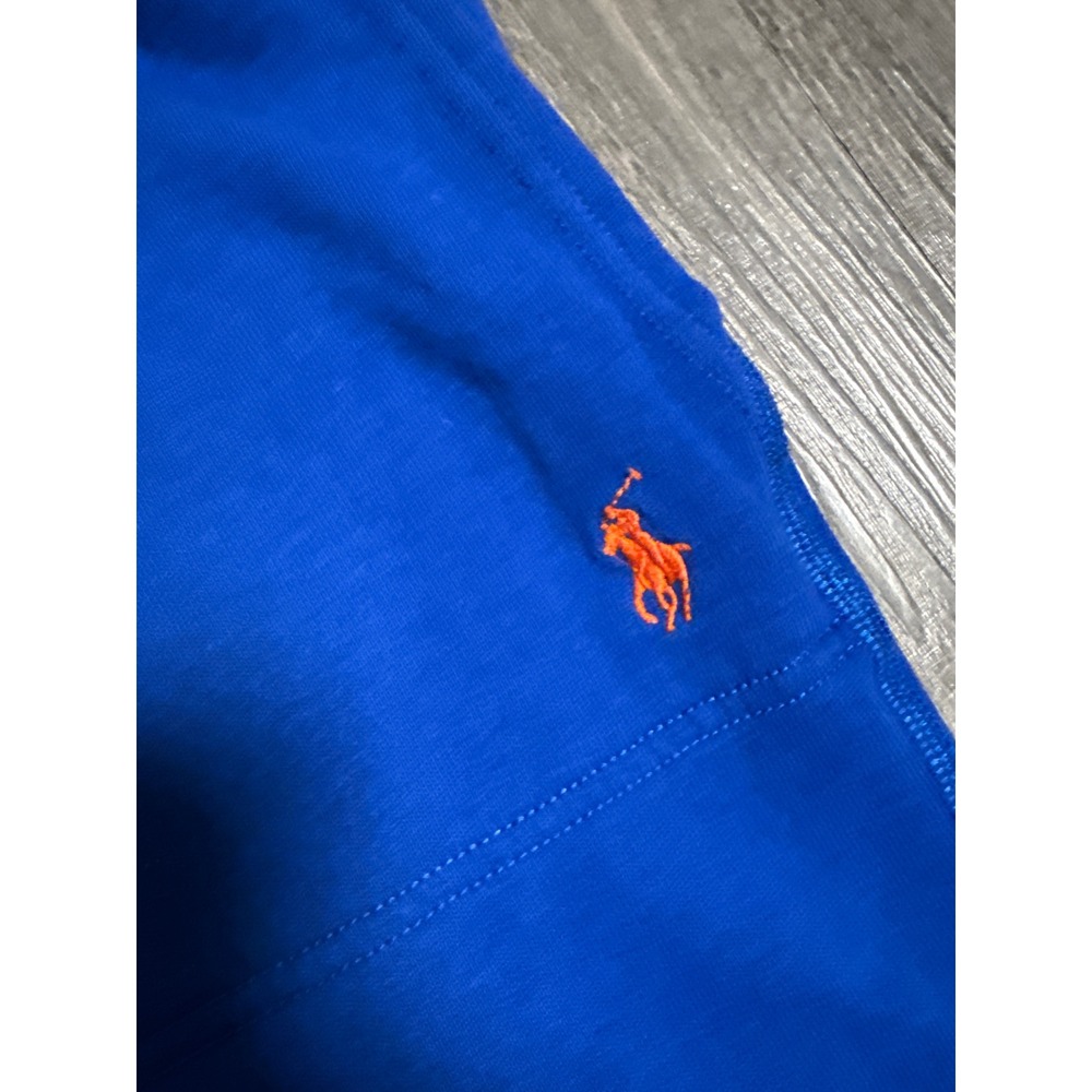 Polo Ralph Lauren Mens Blue Fleece Jogger Sweatpants Orange Pony Size Large - Picture 2 of 7